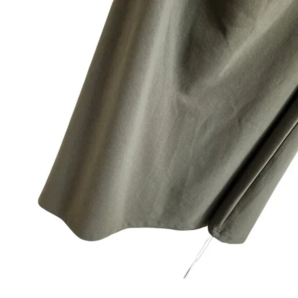 OGL Move Mockneck Tucks Slim Fit Midi Length Dress Ruched Olive Green Size M NEW - Picture 8 of 16